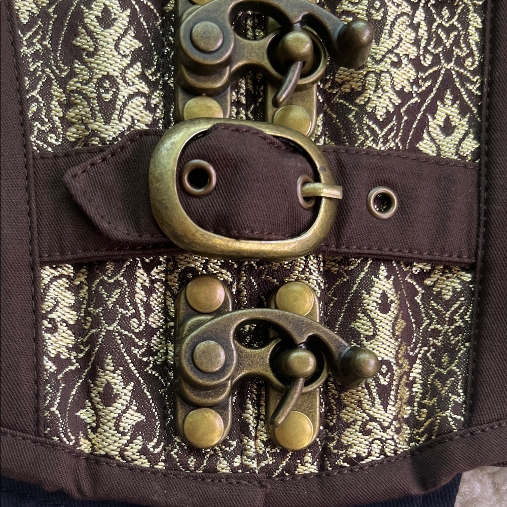 Steampunk Gothic Brown and Gold Under-bust Brocade Corset Top, NWOT, size 30 - Picture 2 of 11